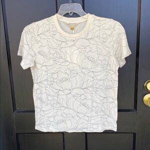 Downeast Floral Cream T-Shirt Small NWT